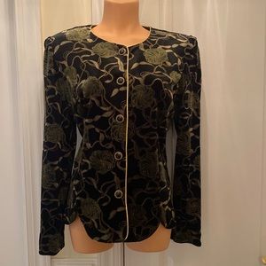 R&K Evening Printed Velour Jacket Size 10 EUC $100 lcsr